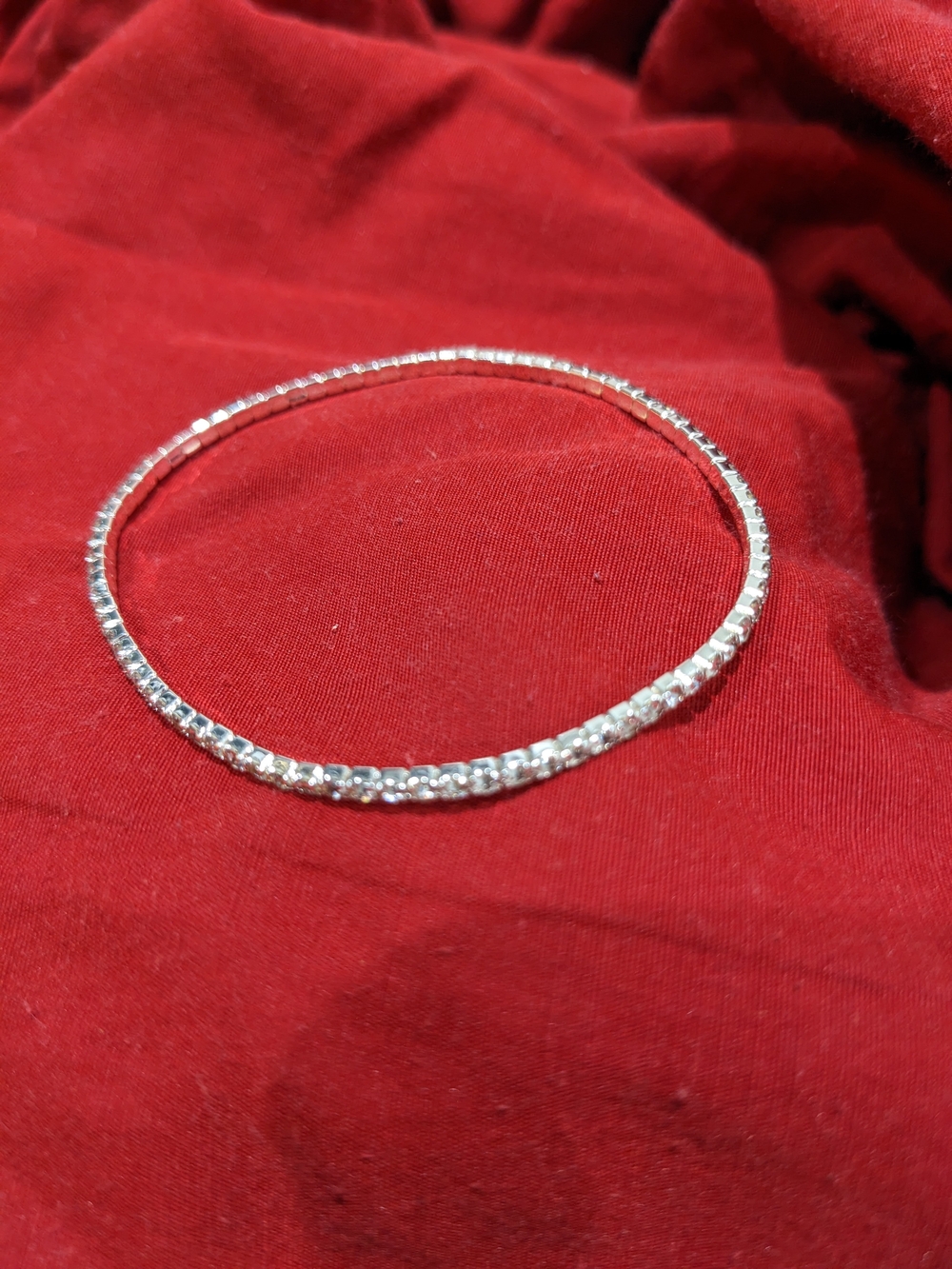 Silver Tone Stretch Crystal Round Tennis Bracelet